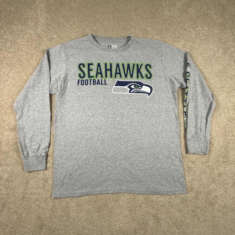 NFL Team Apparel Seattle Seahawks Long Sleeve T-Shirt Gray Mens Large